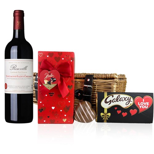 Roseville Bordeaux 75cl Red Wine And Chocolate Love You hamper